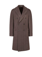 ESTERNO - Cappotto Doppiopetto a Spina di Pesce - Marrone - LIDIASHOPPING® - Official Website