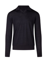 KNIT DE MONSIEUR - Polo in Lana Merino a Maniche Lunghe - Blu - LIDIASHOPPING® - Official Website