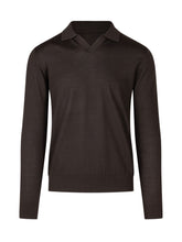 KNIT DE MONSIEUR - Polo in Lana Merino a Maniche Lunghe - Marrone - LIDIASHOPPING® - Official Website