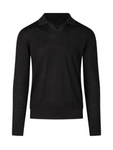 KNIT DE MONSIEUR - Polo in Lana Merino a Maniche Lunghe - Nero - LIDIASHOPPING® - Official Website
