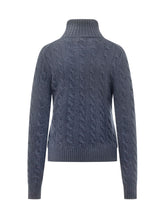 POLO RALPH LAUREN - Pullover a Trecce con Collo Alto - Blu - LIDIASHOPPING® - Official Website