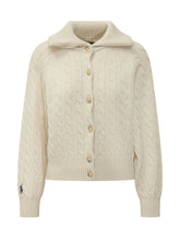 POLO RALPH LAUREN - Cardigan con Collo Ampio e Treccie - Bianco - LIDIASHOPPING® - Official Website