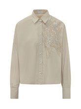BRUNELLO CUCINELLI - Camicia con Applicazioni E Paillettes - Beige - LIDIASHOPPING® - Official Website