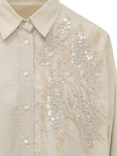 BRUNELLO CUCINELLI - Camicia con Applicazioni E Paillettes - Beige - LIDIASHOPPING® - Official Website