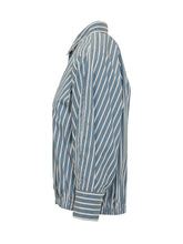 BRUNELLO CUCINELLI - Striped Shirt with Gathered Hem - Blue - LIDIASHOPPING® - Official Website