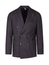 SANTANIELLO - Blazer Doppiopetto con Motivo Principe di Galles - Blu - LIDIASHOPPING® - Official Website