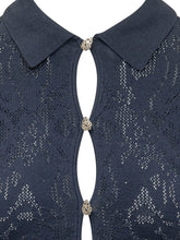 DONDUP - Openwork Cardigan with Collar - Blue - LIDIASHOPPING® - Official Website